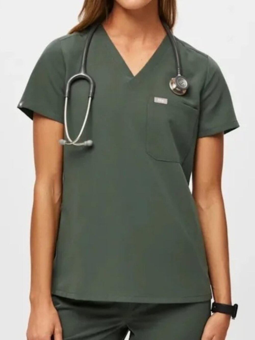 FLAWED Figs | Moss Catarina One-Pocket Scrub Top | Size Extra Small
